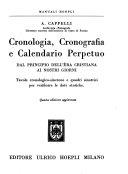 Copertina  Cronologia, cronografia e calendario perpetuo : dal principio dell'era cristiana ai nostri giorni : tavole cronologico-sincrone e quadri sinottici per verificare le date storiche