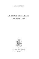 Copertina  La prosa epistolare del Foscolo