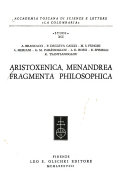 Copertina  Aristoxenica, Menandrea, Fragmenta philosophica