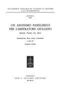 Copertina  Un anonimo panegirico per l'imperatore Giuliano (Anon. paneg. Iul. imp.)