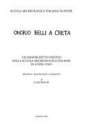 Copertina  Onorio Belli a Creta : un manoscritto inedito della Scuola archeologica italiana di Atene (1587)